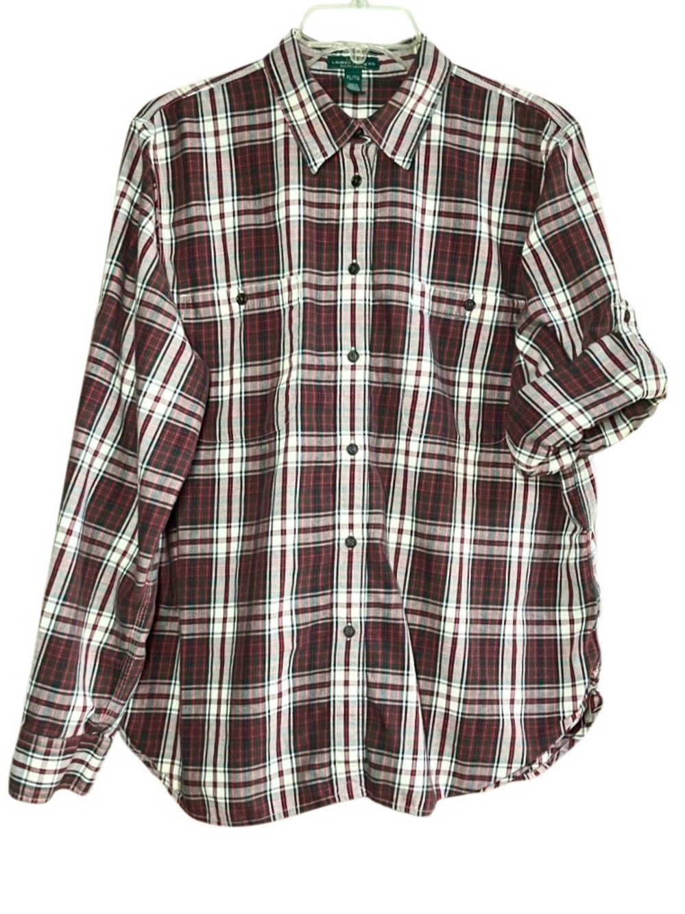 Lauren Ralph Lauren Plaid Long Sleeve Button Down in Red/Green Women’s XL